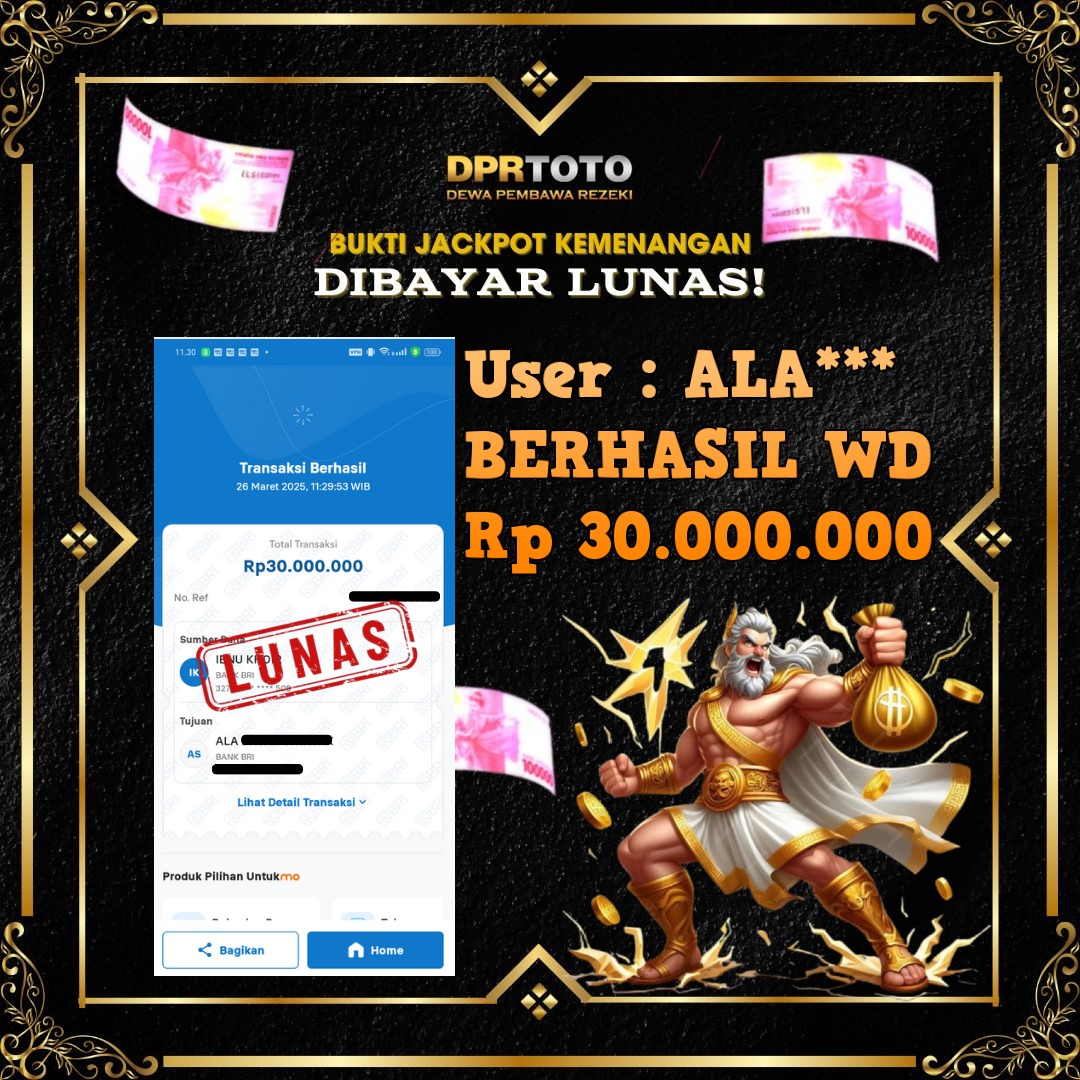 KEMENANGAN BESAR OLYMPUS WD 30.000.000 - LUNAS